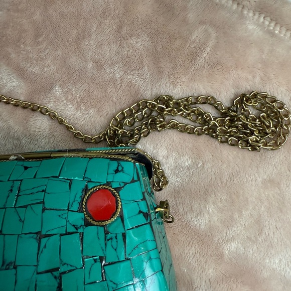 Turquoise and Red Mosaic Women Bag - Picture 12 of 16